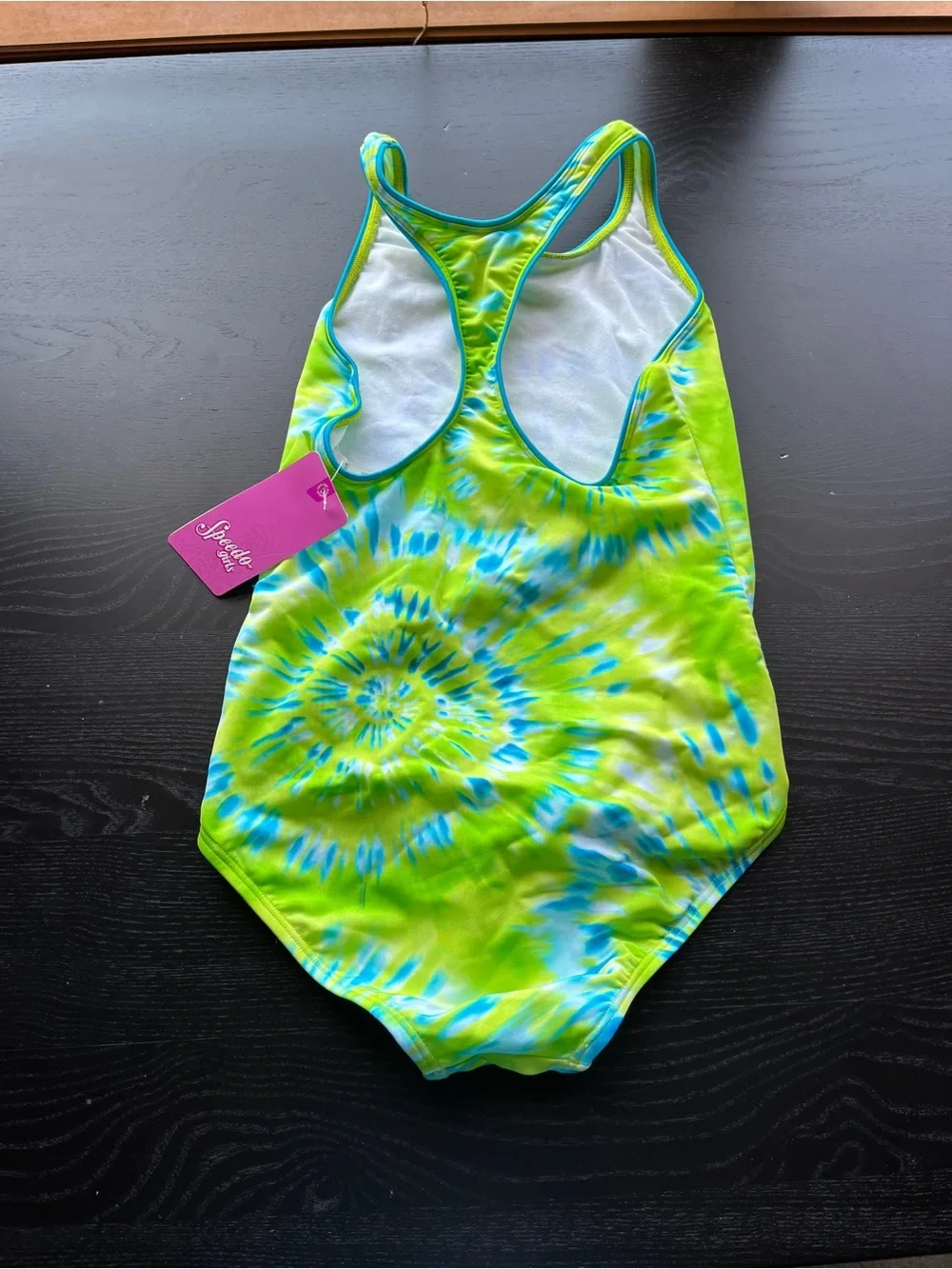 Brand New (Original $40) Speedo Girls Green Tie Dye One Piece Swimsuit Size 16